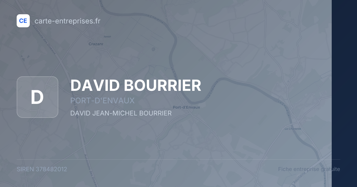 DAVID BOURRIER — 378482012 — fiche entreprise