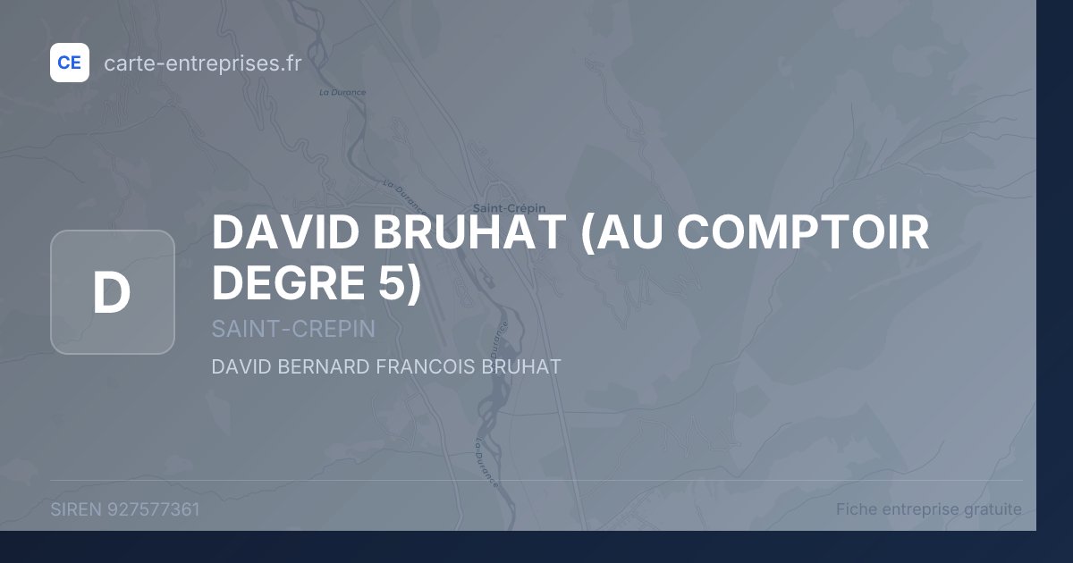 DAVID BRUHAT (AU COMPTOIR DEGRE 5) — 927577361 — fiche entreprise