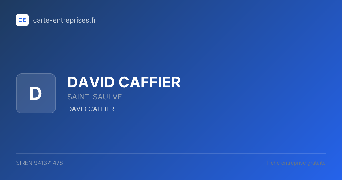 DAVID CAFFIER — 941371478 — fiche entreprise
