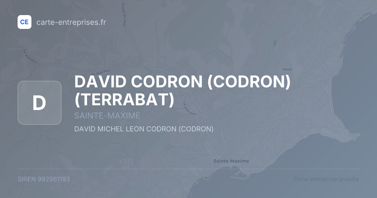 DAVID CODRON (CODRON) (TERRABAT) — 992961193 — fiche entreprise