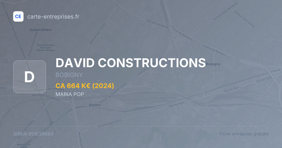 DAVID CONSTRUCTIONS — 951039684 — fiche entreprise