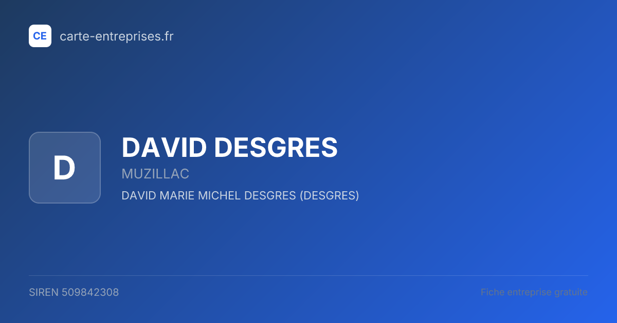 DAVID DESGRES — 509842308 — fiche entreprise