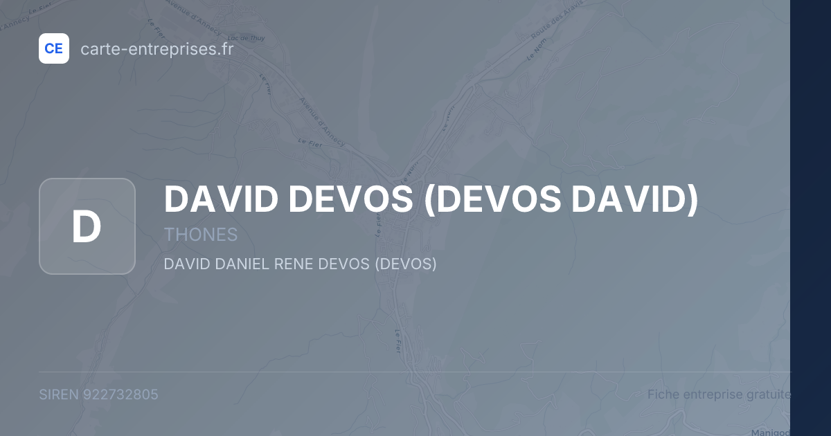 DAVID DEVOS (DEVOS DAVID) — 922732805 — fiche entreprise