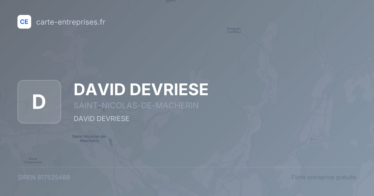 DAVID DEVRIESE — 817525488 — fiche entreprise