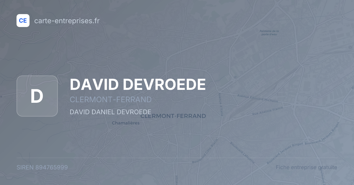 DAVID DEVROEDE — 894765999 — fiche entreprise