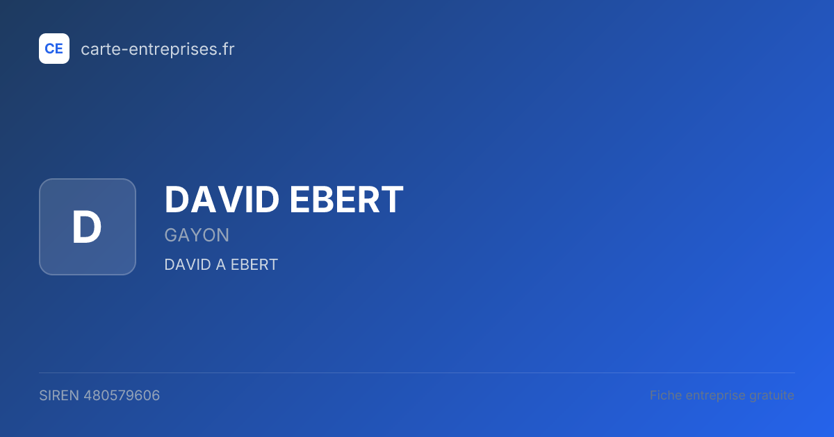 DAVID EBERT — 480579606 — fiche entreprise