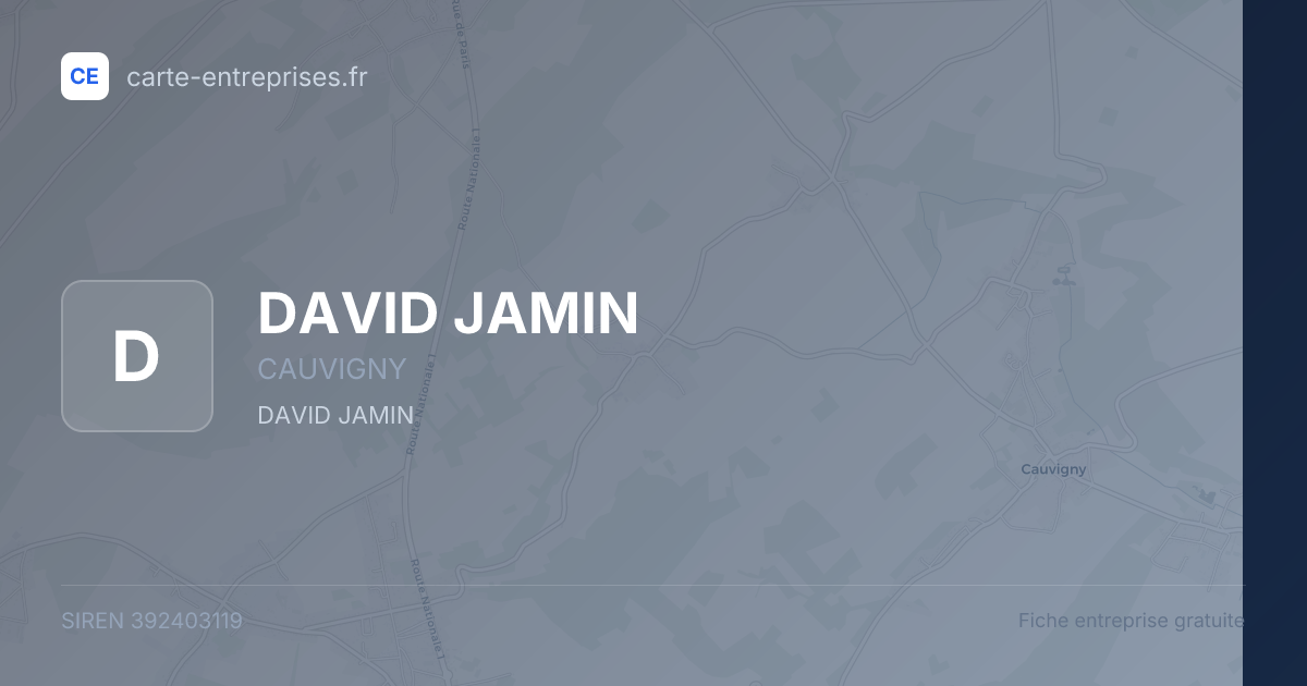DAVID JAMIN — 392403119 — fiche entreprise
