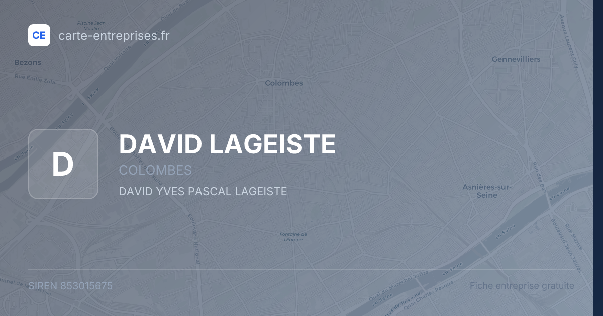 DAVID LAGEISTE — 853015675 — fiche entreprise