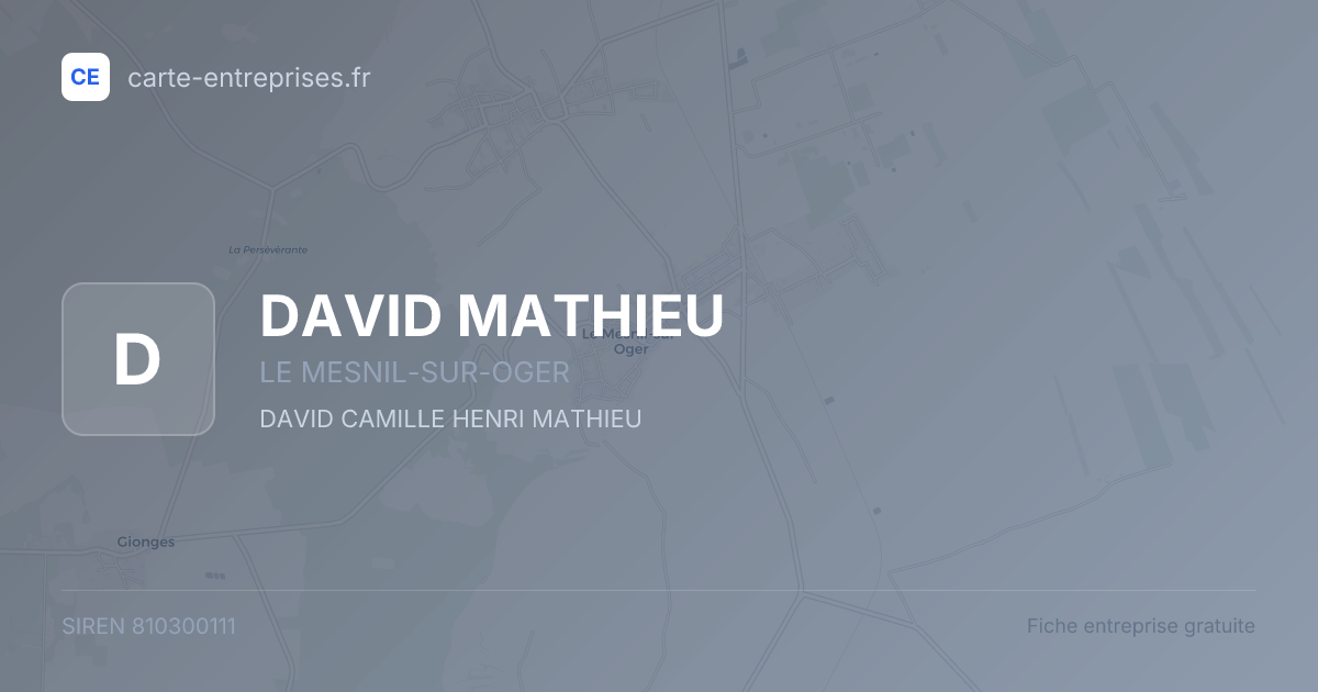 DAVID MATHIEU — 810300111 — fiche entreprise
