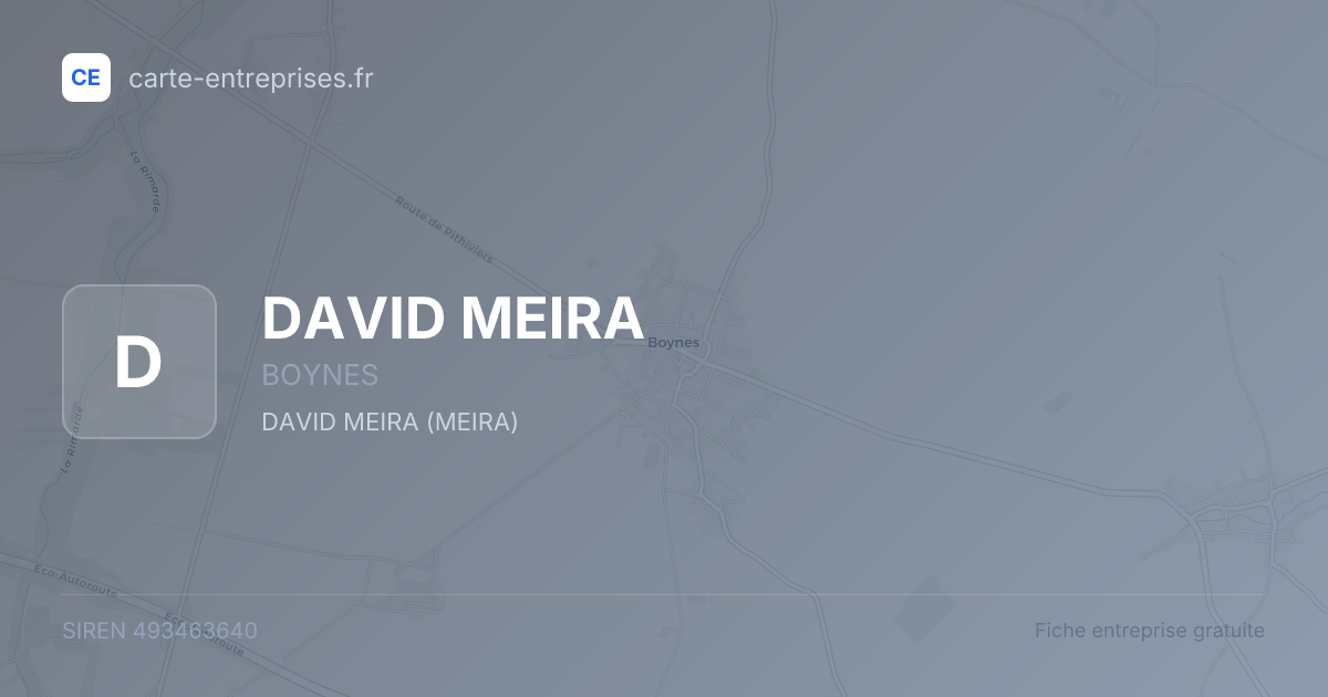 DAVID MEIRA — 493463640 — fiche entreprise