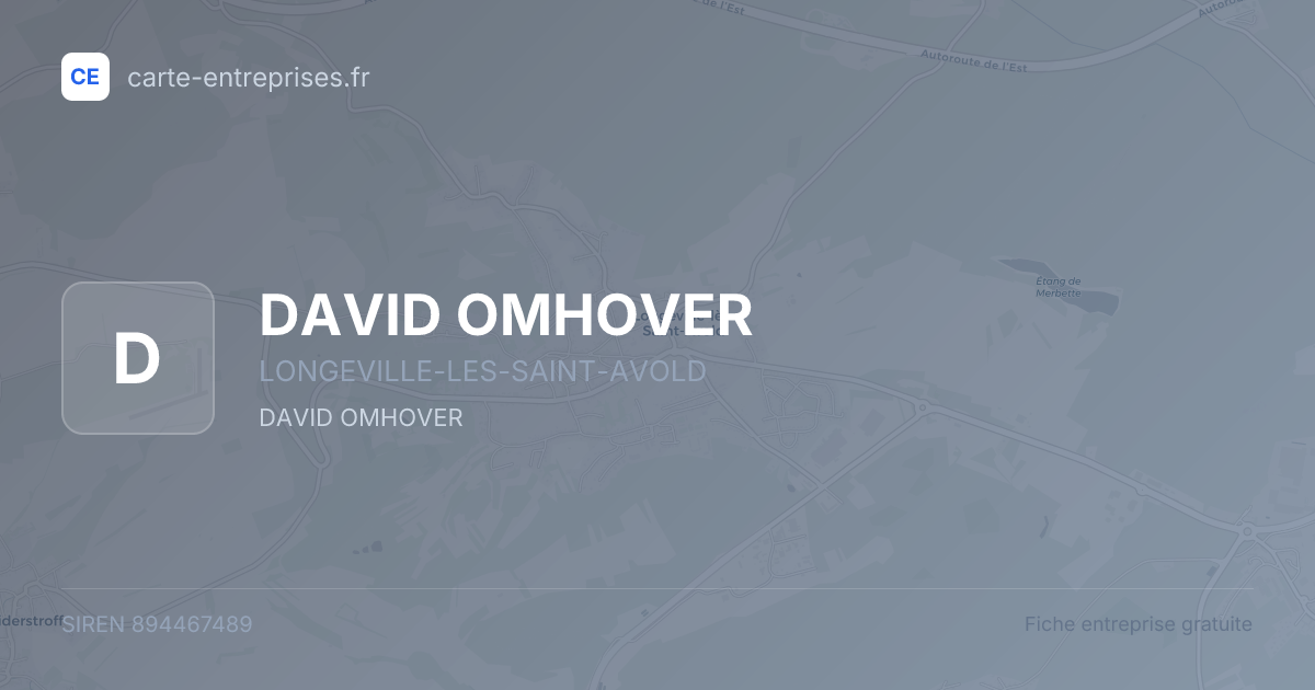 DAVID OMHOVER — 894467489 — fiche entreprise