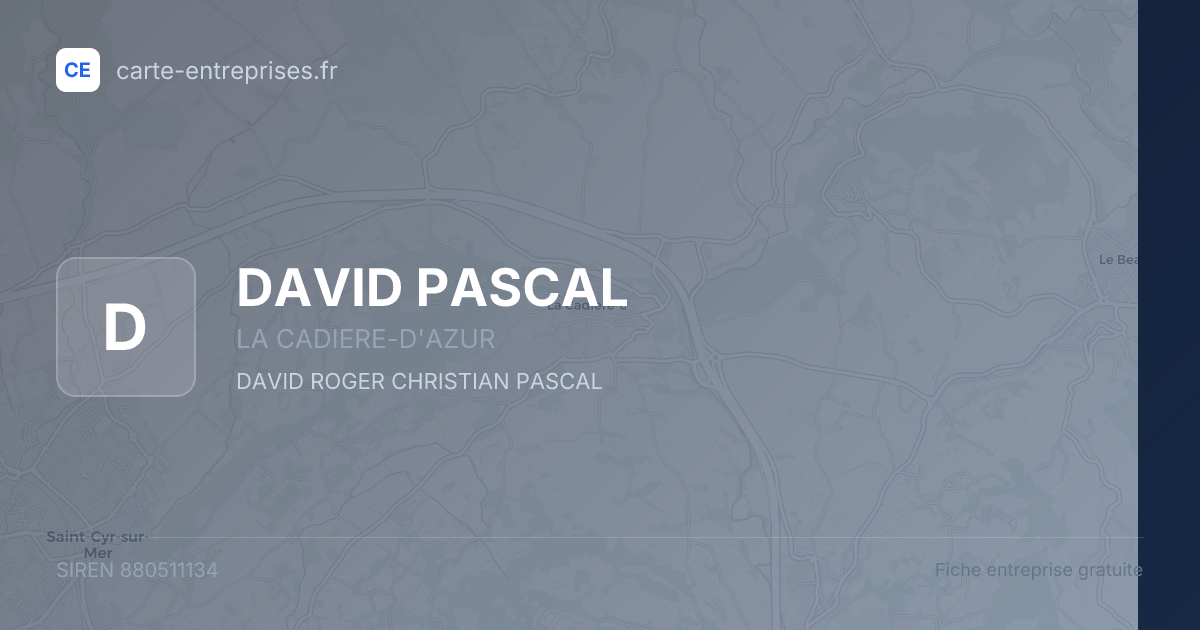 DAVID PASCAL — 880511134 — fiche entreprise