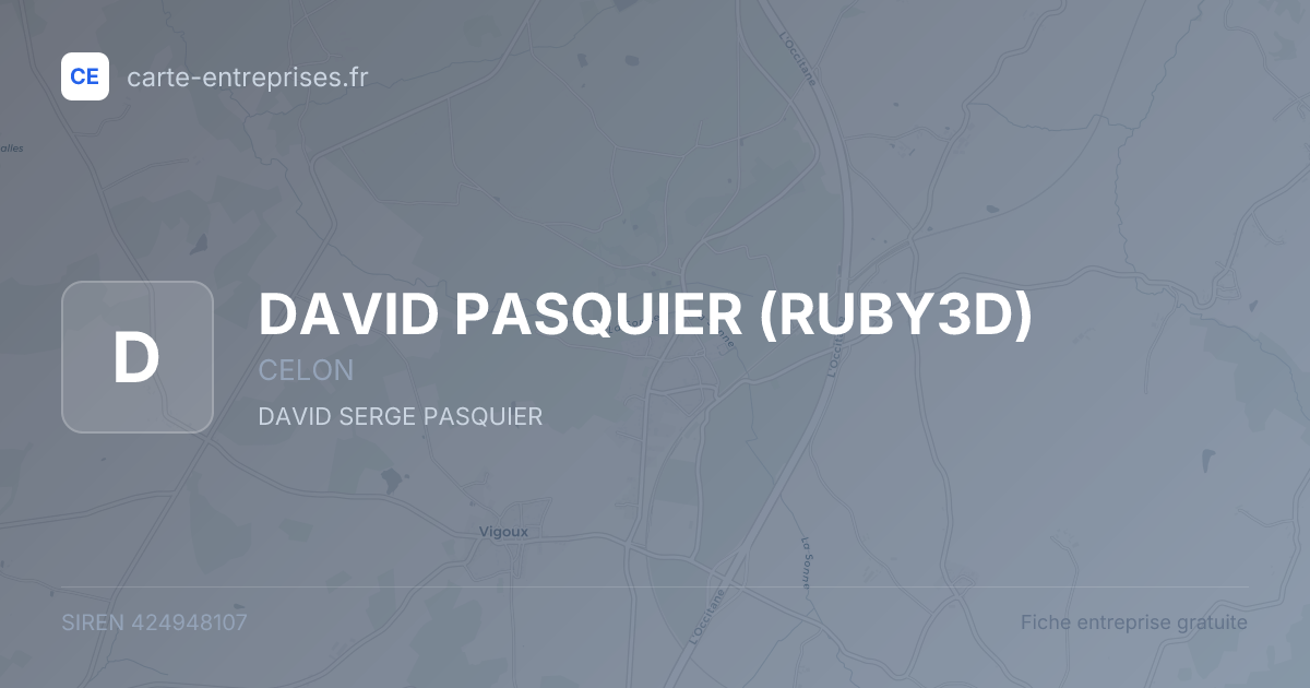 DAVID PASQUIER (RUBY3D) — 424948107 — fiche entreprise