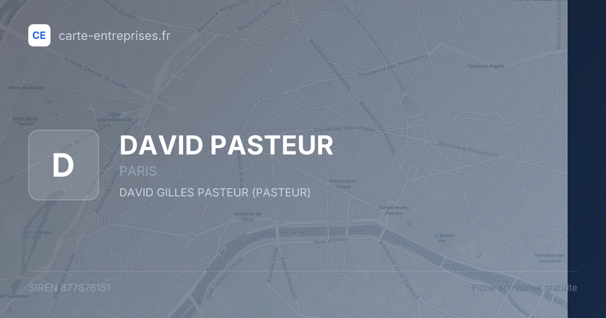 DAVID PASTEUR — 877876151 — fiche entreprise