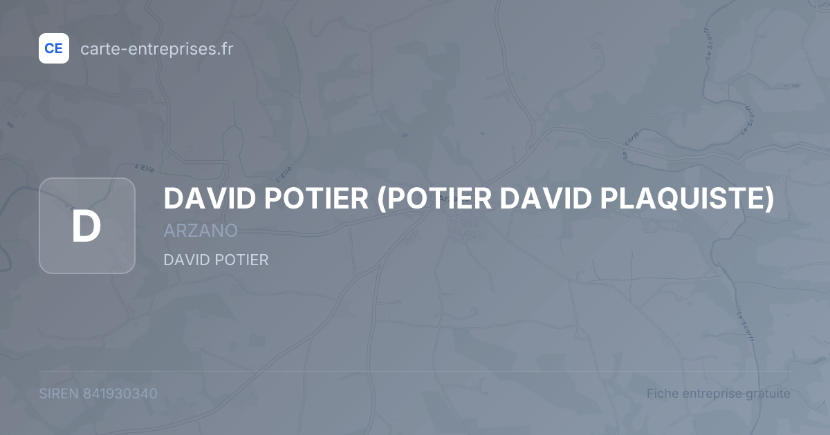 DAVID POTIER (POTIER DAVID PLAQUISTE) — 841930340 — fiche entreprise