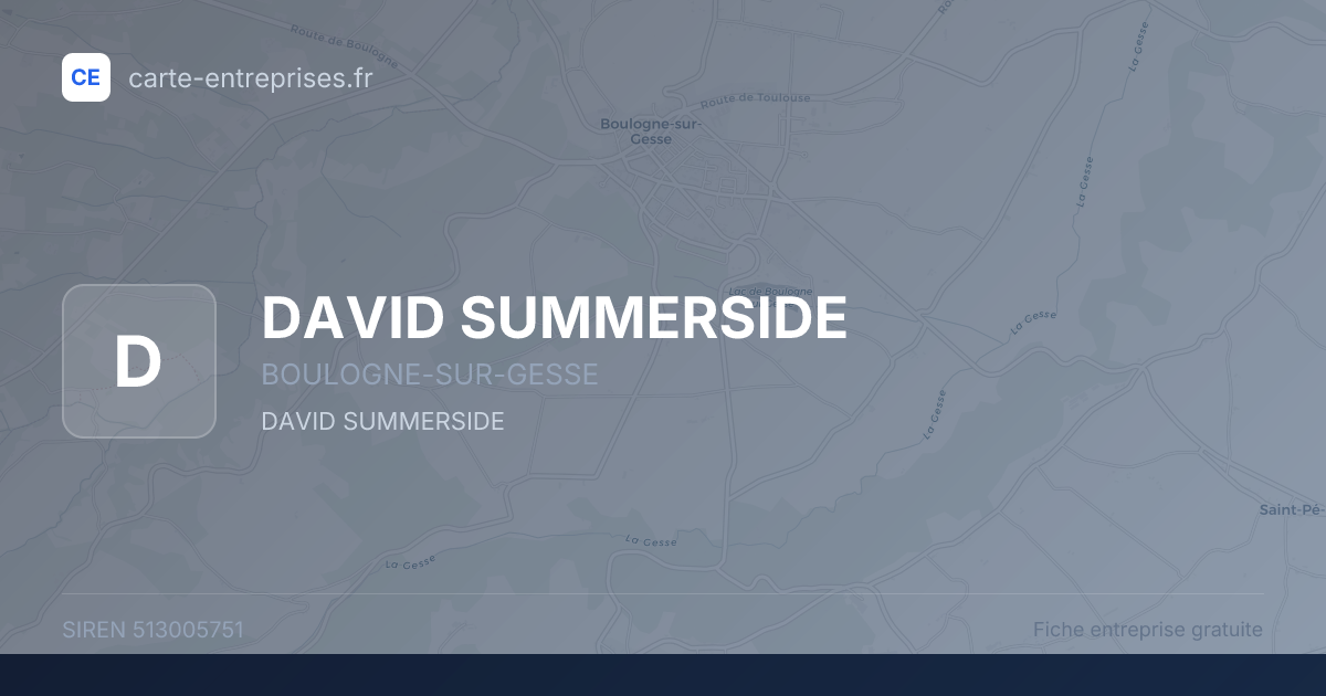 DAVID SUMMERSIDE — 513005751 — fiche entreprise