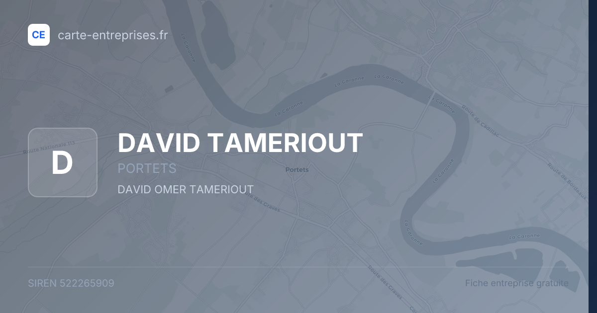 DAVID TAMERIOUT — 522265909 — fiche entreprise