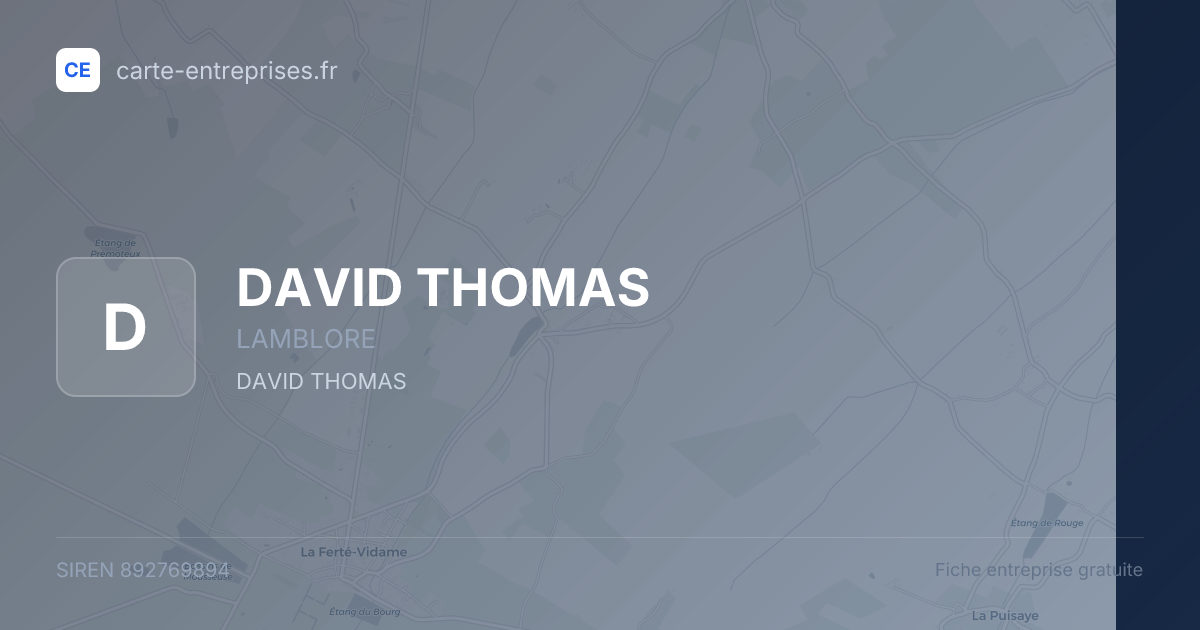 DAVID THOMAS — 892769894 — fiche entreprise