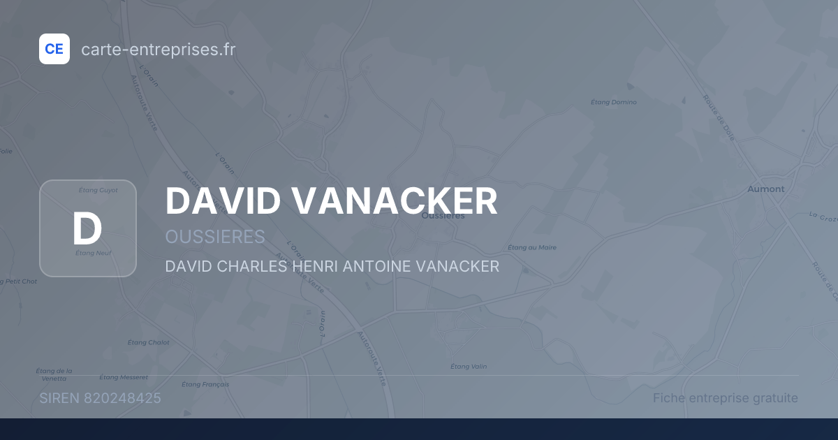 DAVID VANACKER — 820248425 — fiche entreprise
