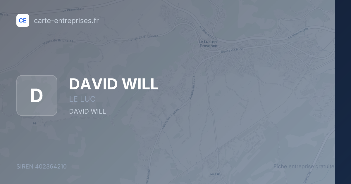 DAVID WILL — 402364210 — fiche entreprise