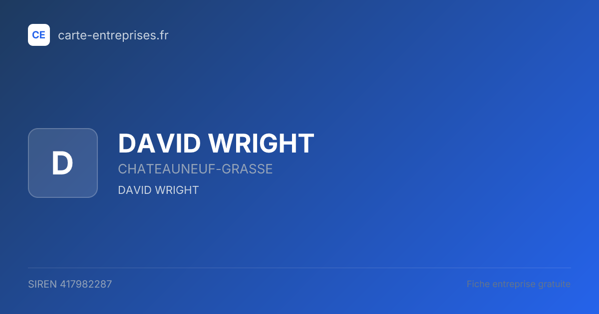 DAVID WRIGHT — 417982287 — fiche entreprise
