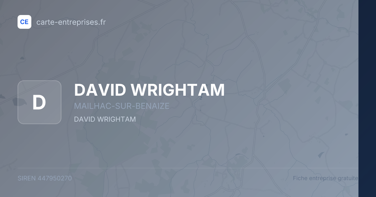 DAVID WRIGHTAM — 447950270 — fiche entreprise