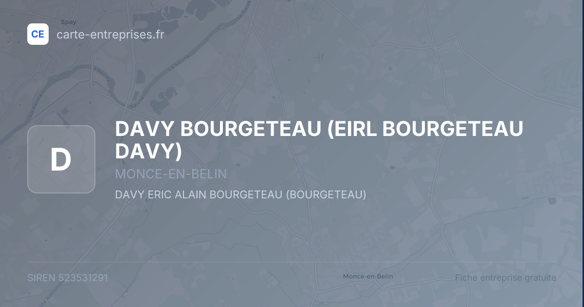 DAVY BOURGETEAU (EIRL BOURGETEAU DAVY) — 523531291 — fiche entreprise