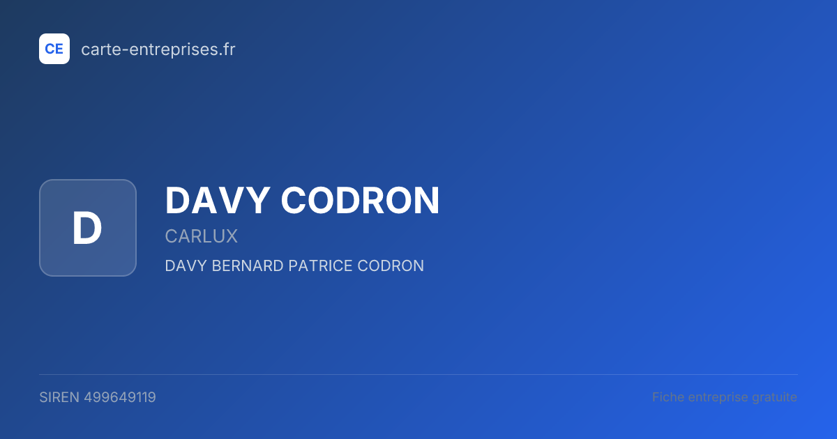DAVY CODRON — 499649119 — fiche entreprise