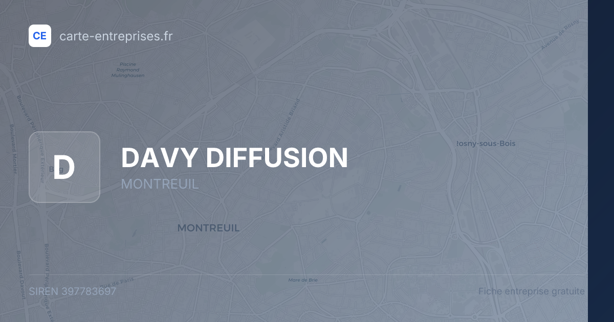 DAVY DIFFUSION — 397783697 — fiche entreprise