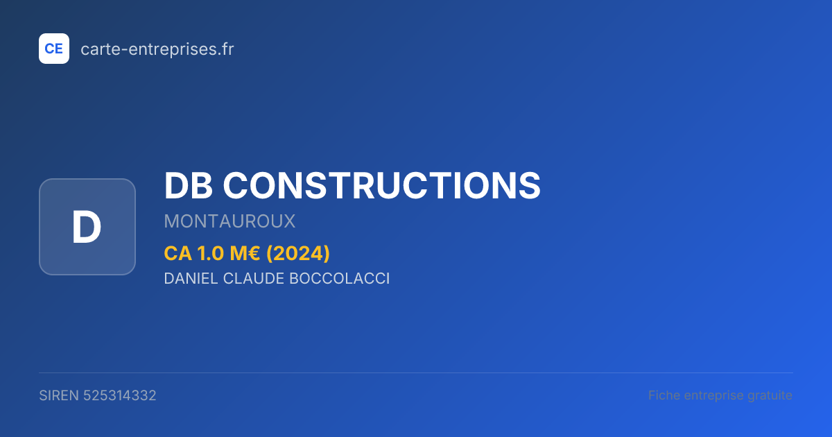 DB CONSTRUCTIONS — 525314332 — fiche entreprise