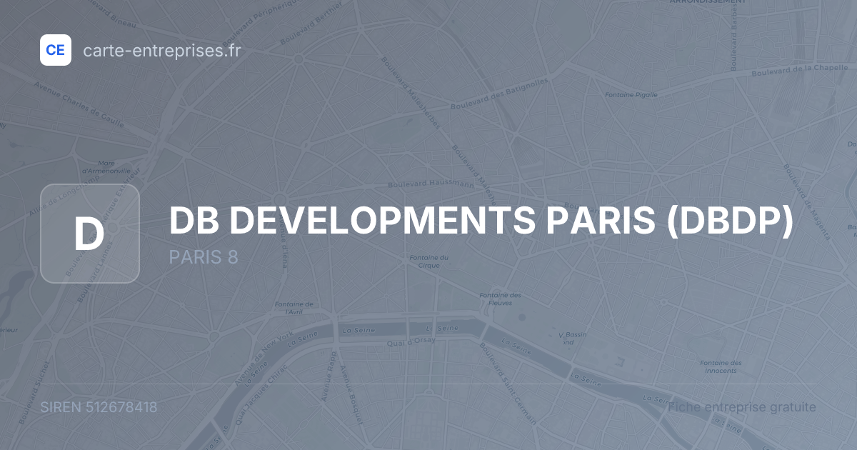 DB DEVELOPMENTS PARIS (DBDP) — 512678418 — fiche entreprise