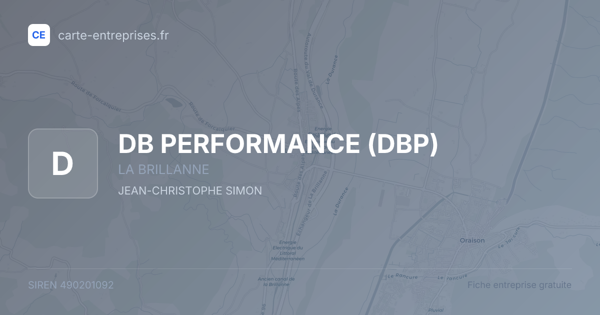 DB PERFORMANCE (DBP) — 490201092 — fiche entreprise