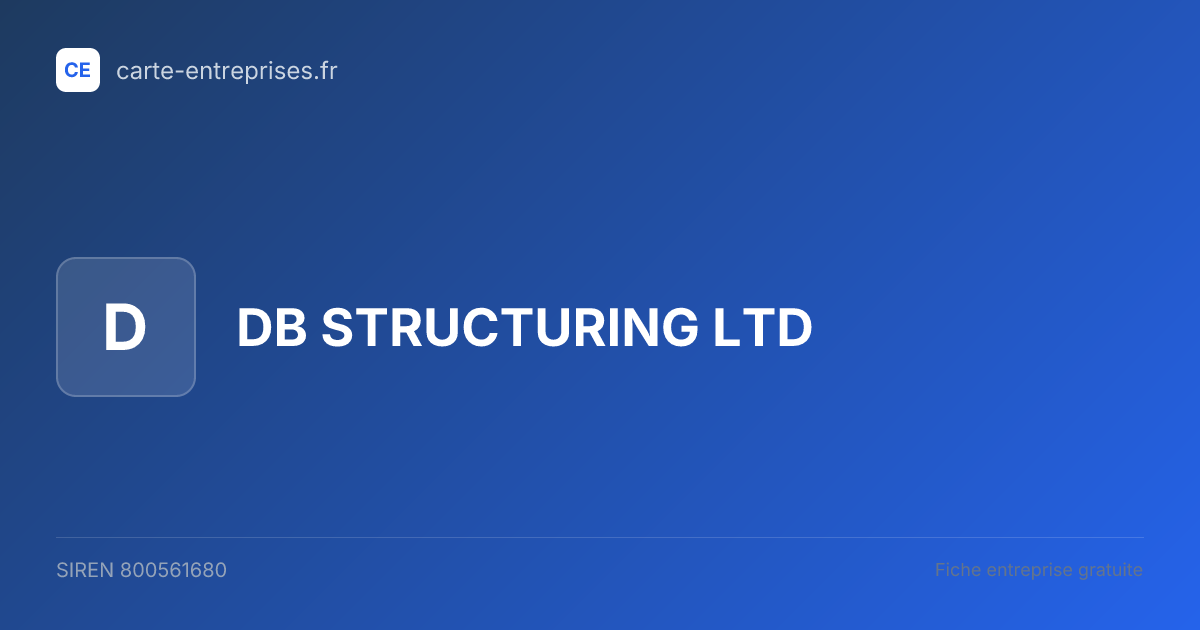DB STRUCTURING LTD — 800561680 — fiche entreprise