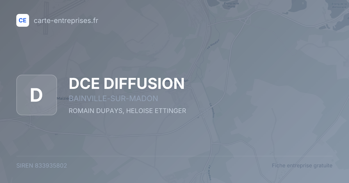 DCE DIFFUSION — 833935802 — fiche entreprise