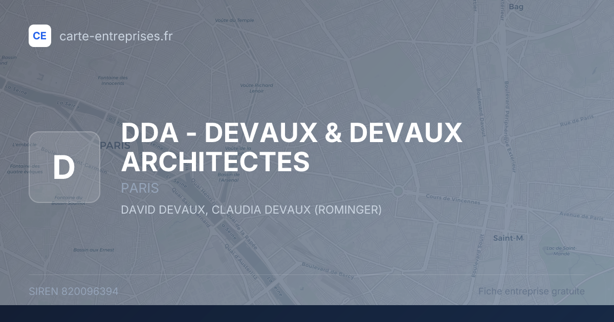 DDA - DEVAUX & DEVAUX ARCHITECTES — 820096394 — fiche entreprise