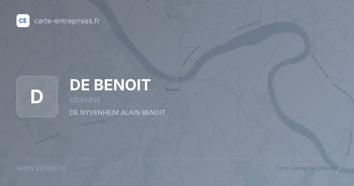DE BENOIT — 331093773 — fiche entreprise