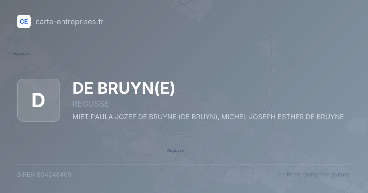 DE BRUYN(E) — 804248409 — fiche entreprise