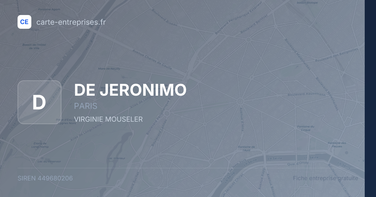 DE JERONIMO — 449680206 — fiche entreprise