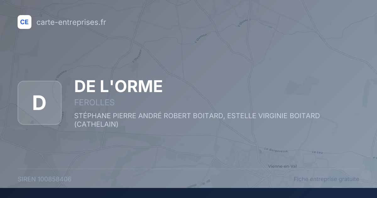 DE L'ORME — 100858406 — fiche entreprise