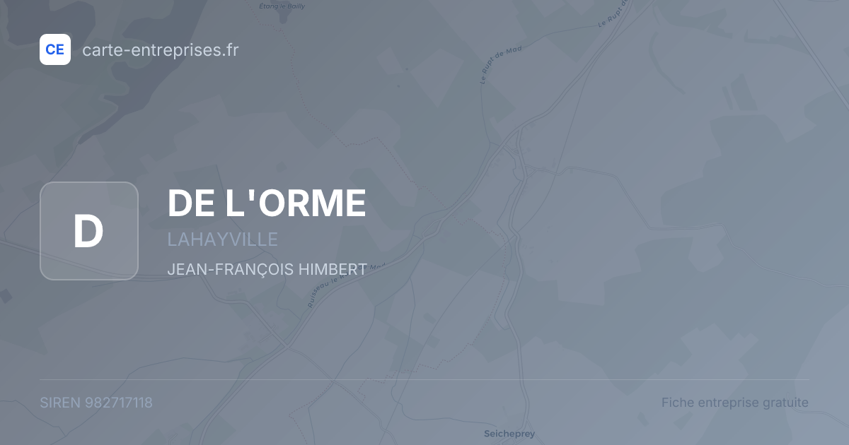 DE L'ORME — 982717118 — fiche entreprise
