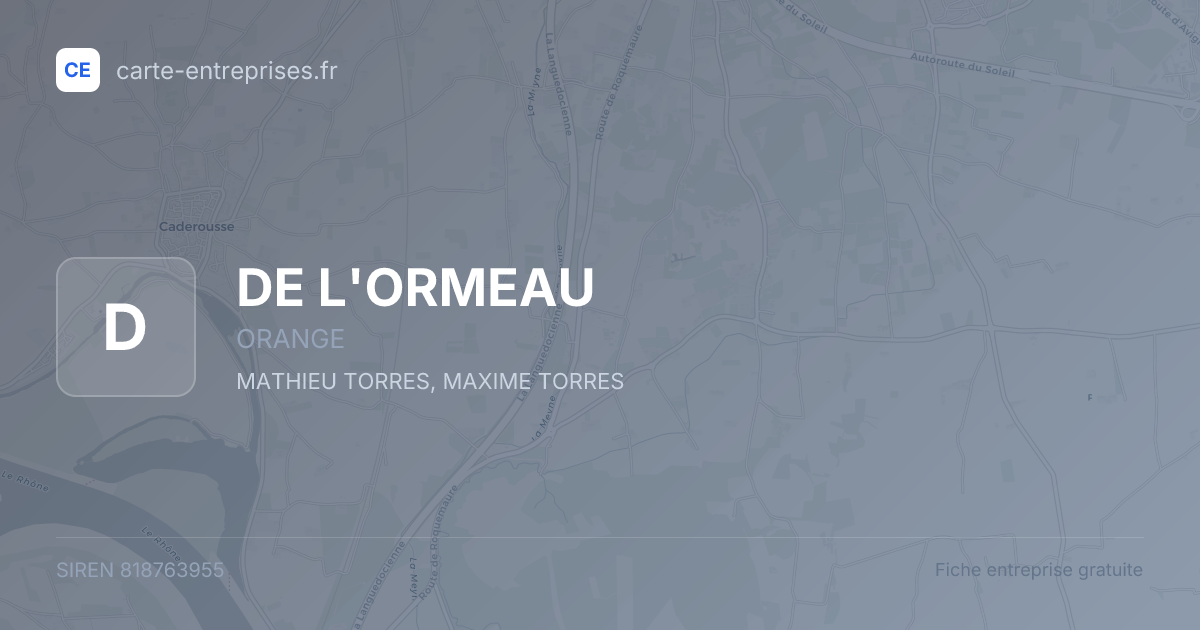 DE L'ORMEAU — 818763955 — fiche entreprise