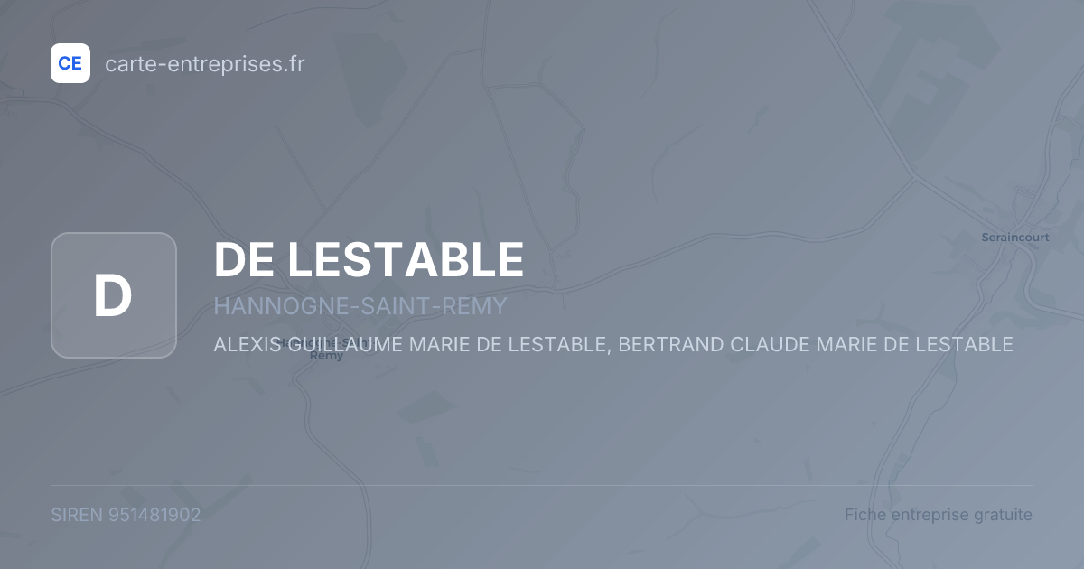 DE LESTABLE — 951481902 — fiche entreprise