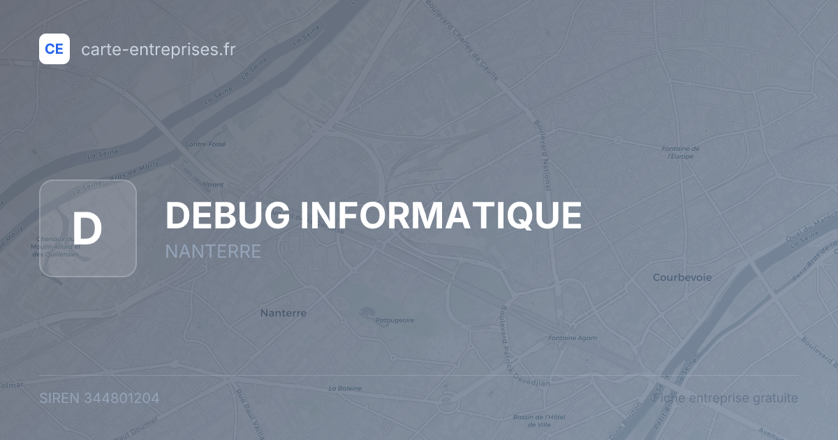 DEBUG INFORMATIQUE — 344801204 — fiche entreprise