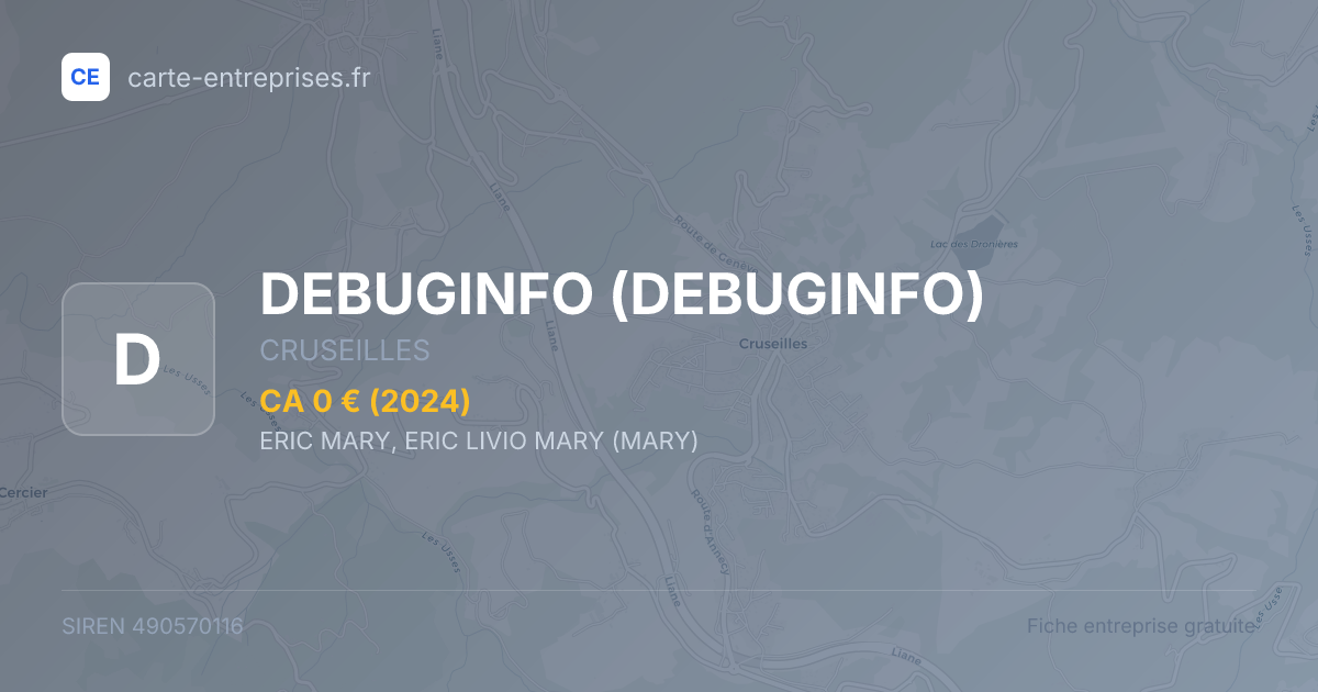 DEBUGINFO — 490570116 — fiche entreprise