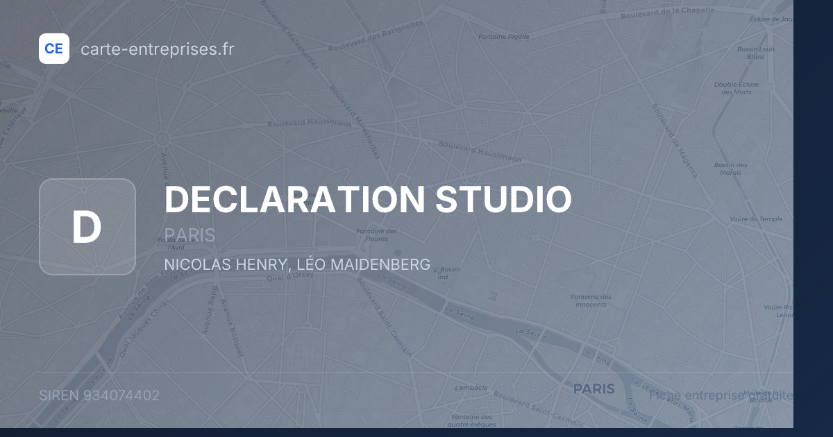 DECLARATION STUDIO — 934074402 — fiche entreprise