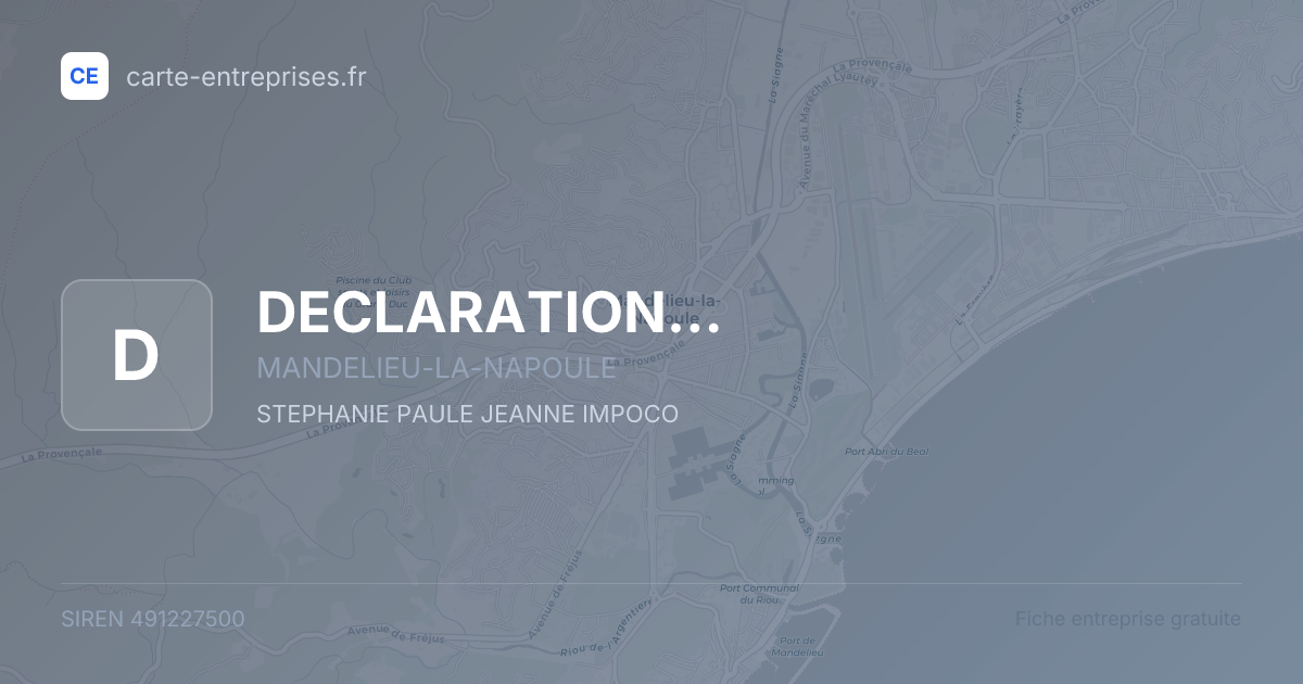 DECLARATION... — 491227500 — fiche entreprise