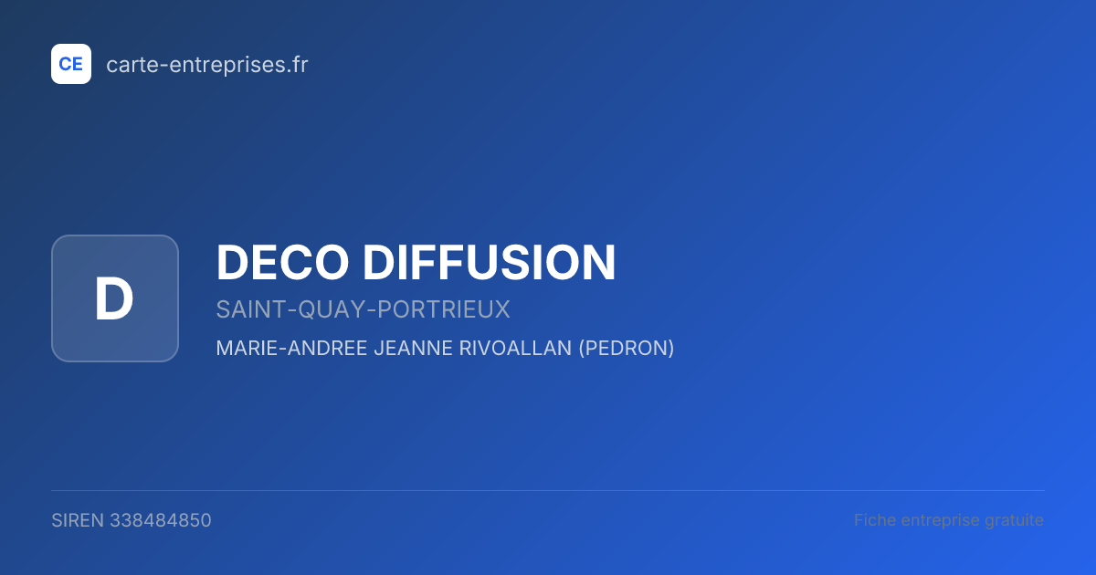 DECO DIFFUSION — 338484850 — fiche entreprise