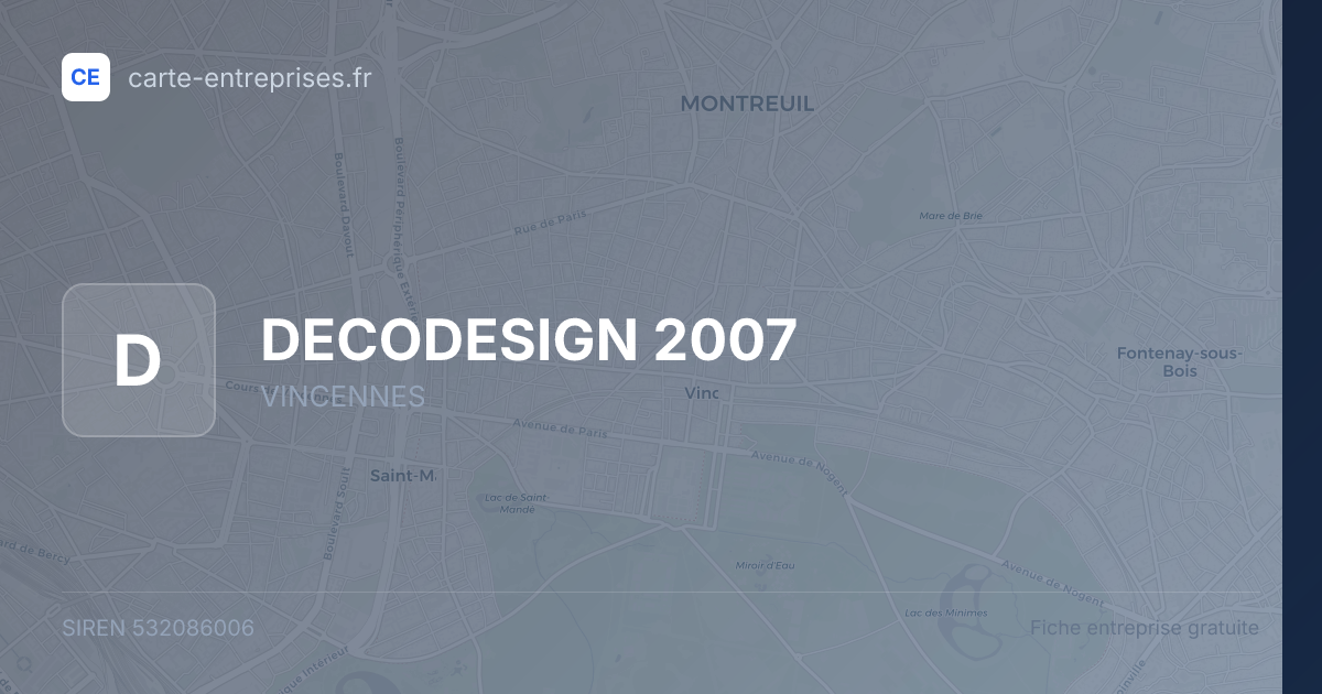 DECODESIGN 2007 — 532086006 — fiche entreprise