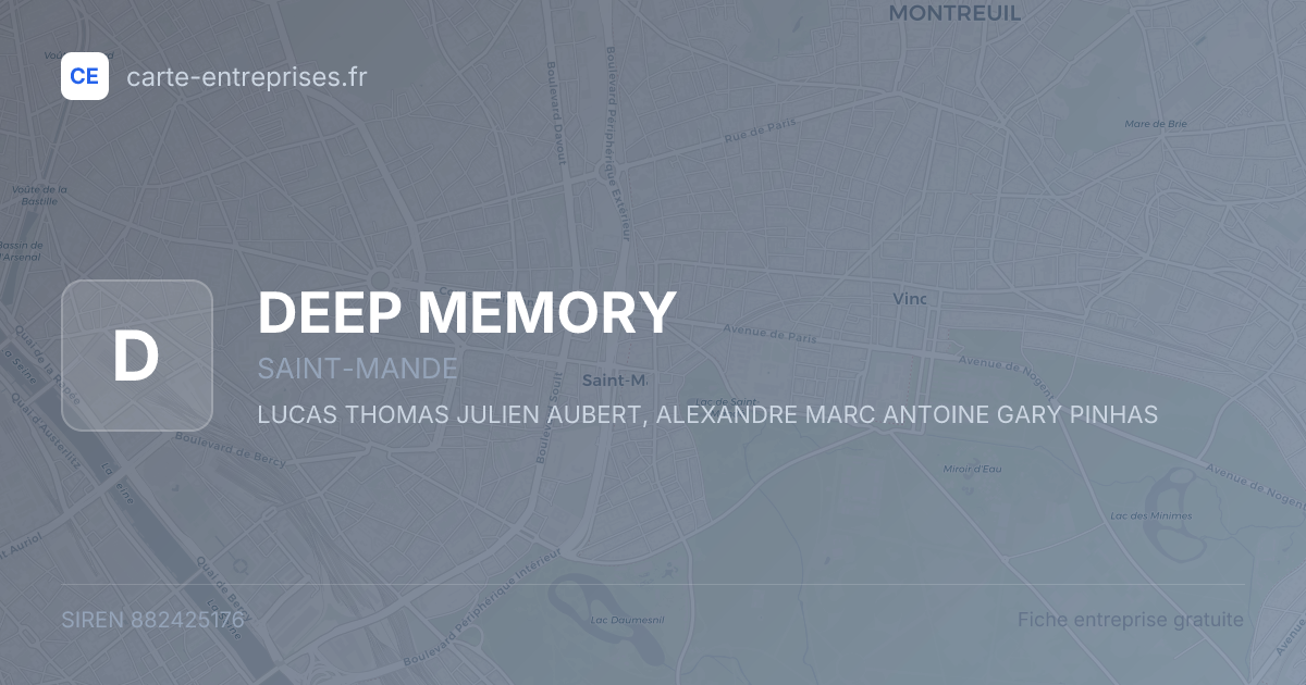 DEEP MEMORY — 882425176 — fiche entreprise