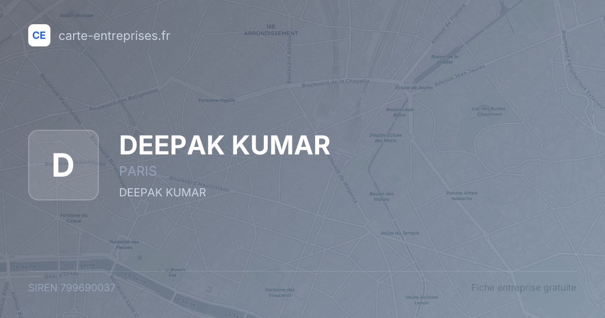 DEEPAK KUMAR — 799690037 — fiche entreprise